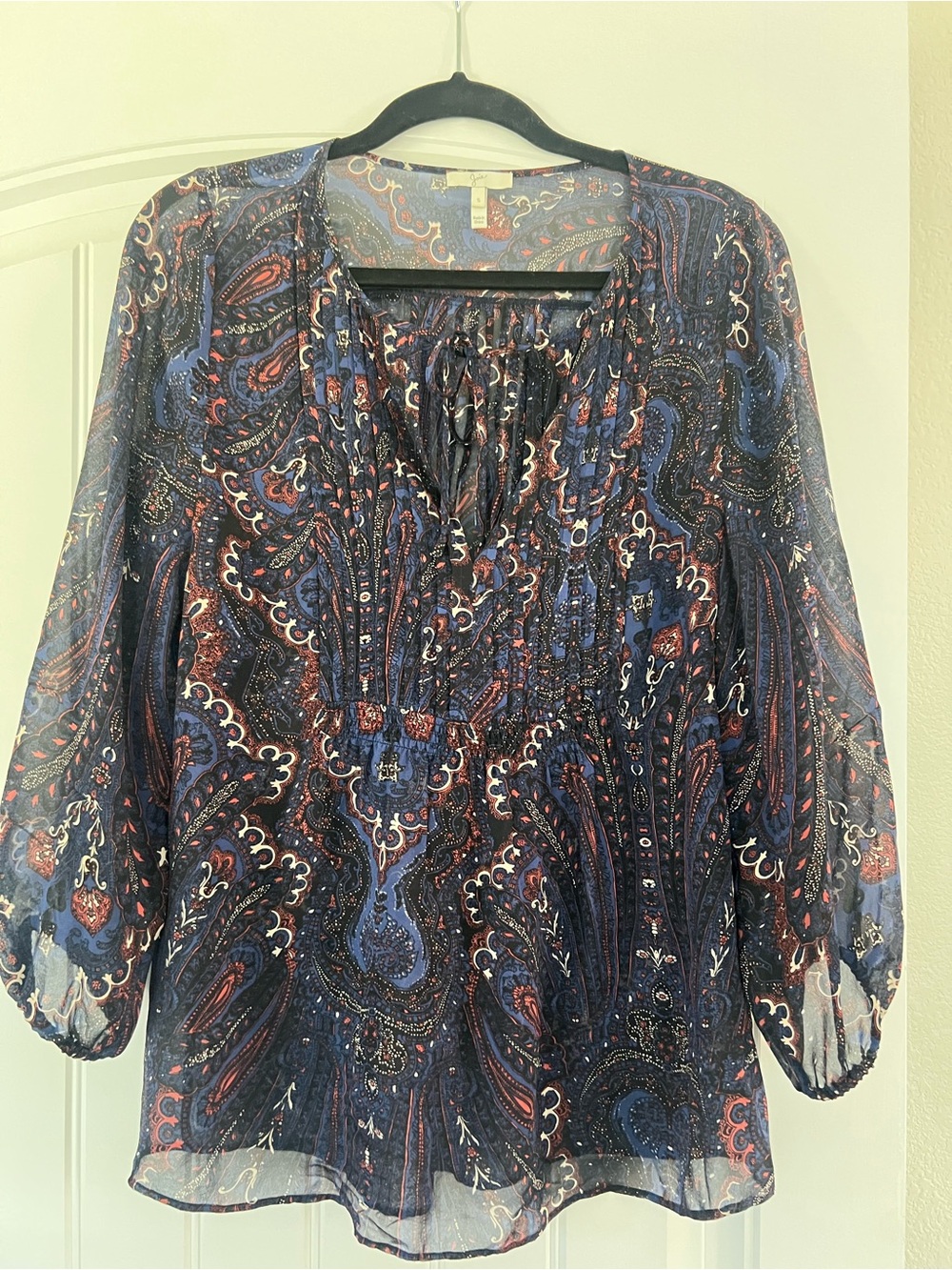 Joie Vandrea Paisley Print Sheer Silk Blouse size S